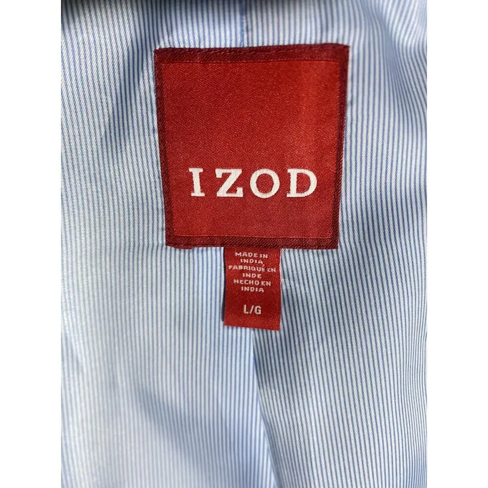 IZOD Men's Khaki Blazer Sport Coat Jacket Size Large Single Breasted Lt Brown